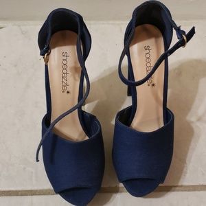 Dark blue denim high heels